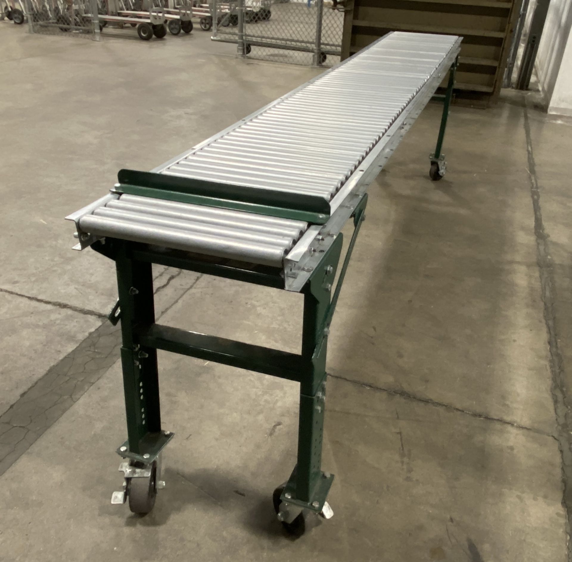 Ashland 18" (w) X 12' (l) galvanized steel roller conveyor on rolling adjustable height steel stand - Image 2 of 2