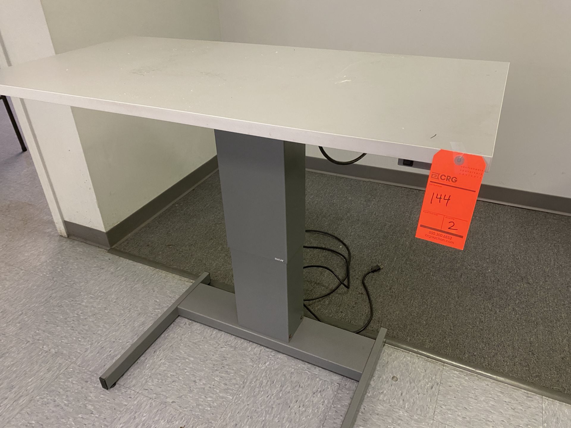 Lot of (2) Mayline electric powered adjustable height work tables, 24" X 48" tops, 24" - 48" - Image 3 of 3