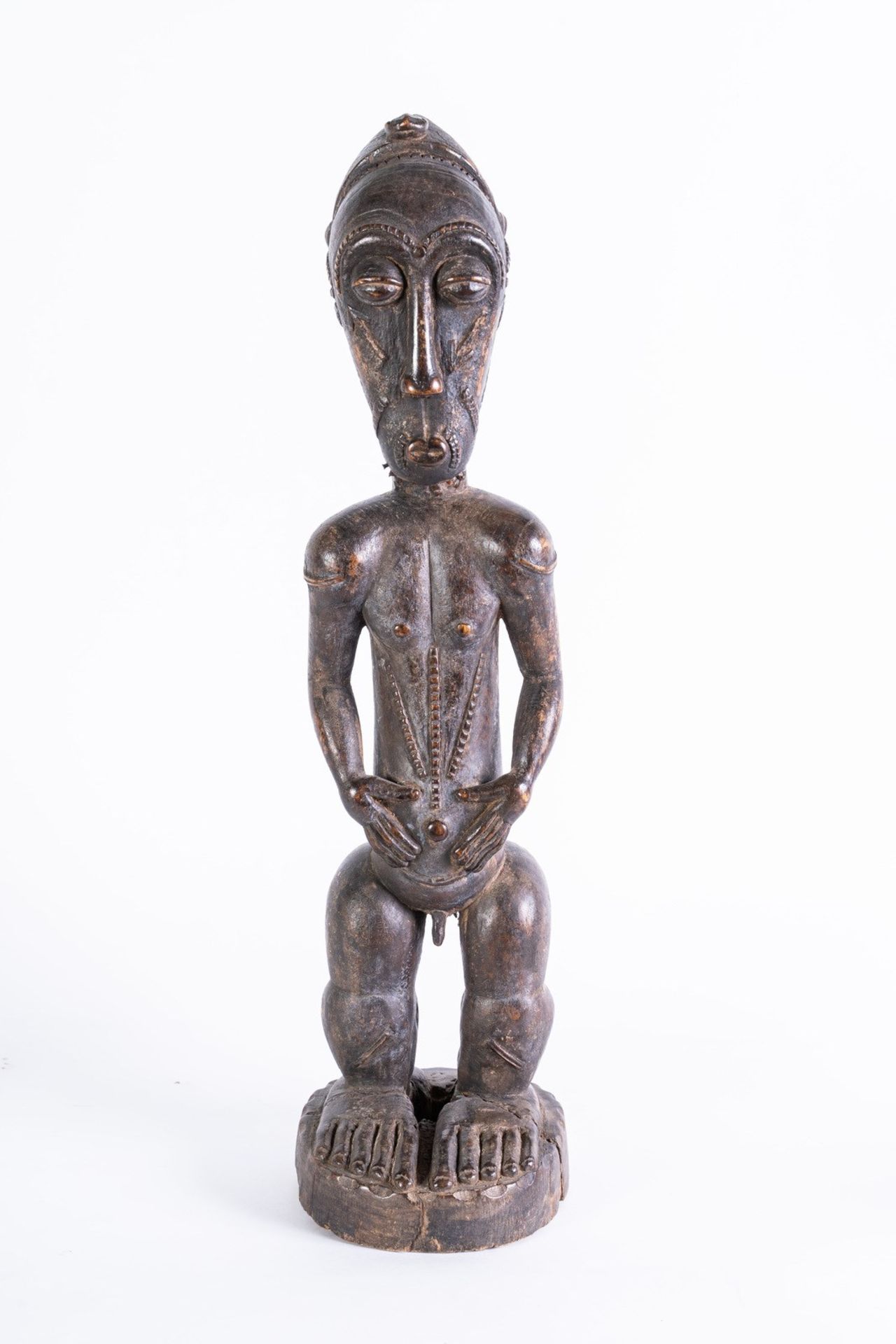 Arte africana Standing figure blolo bian, Baule Ivory Coast .