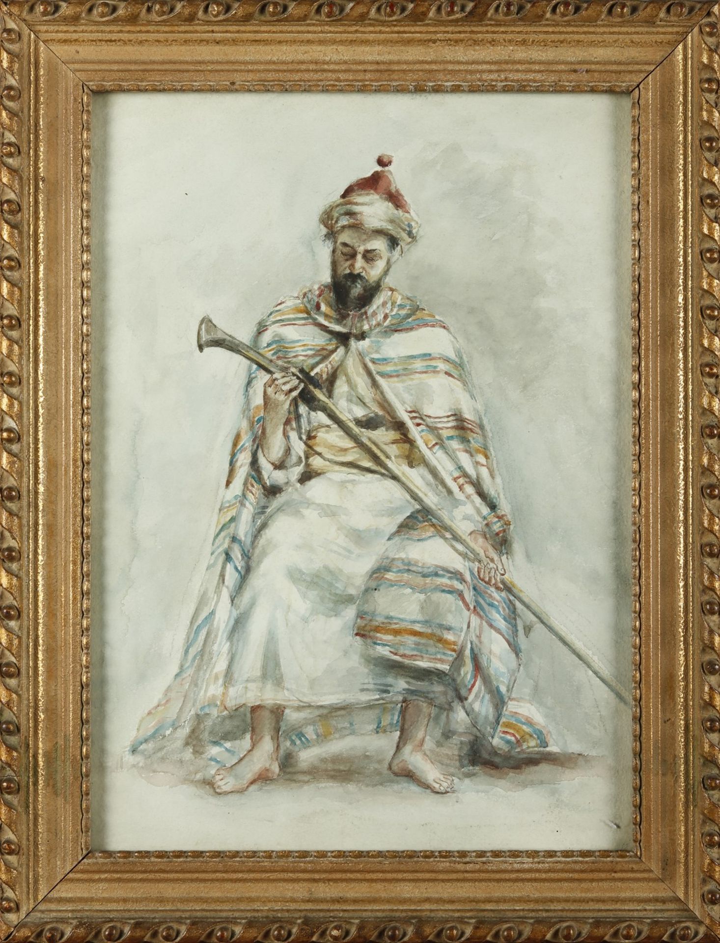 Arte Islamica A portrait of a Circassian Watercolour on paper .