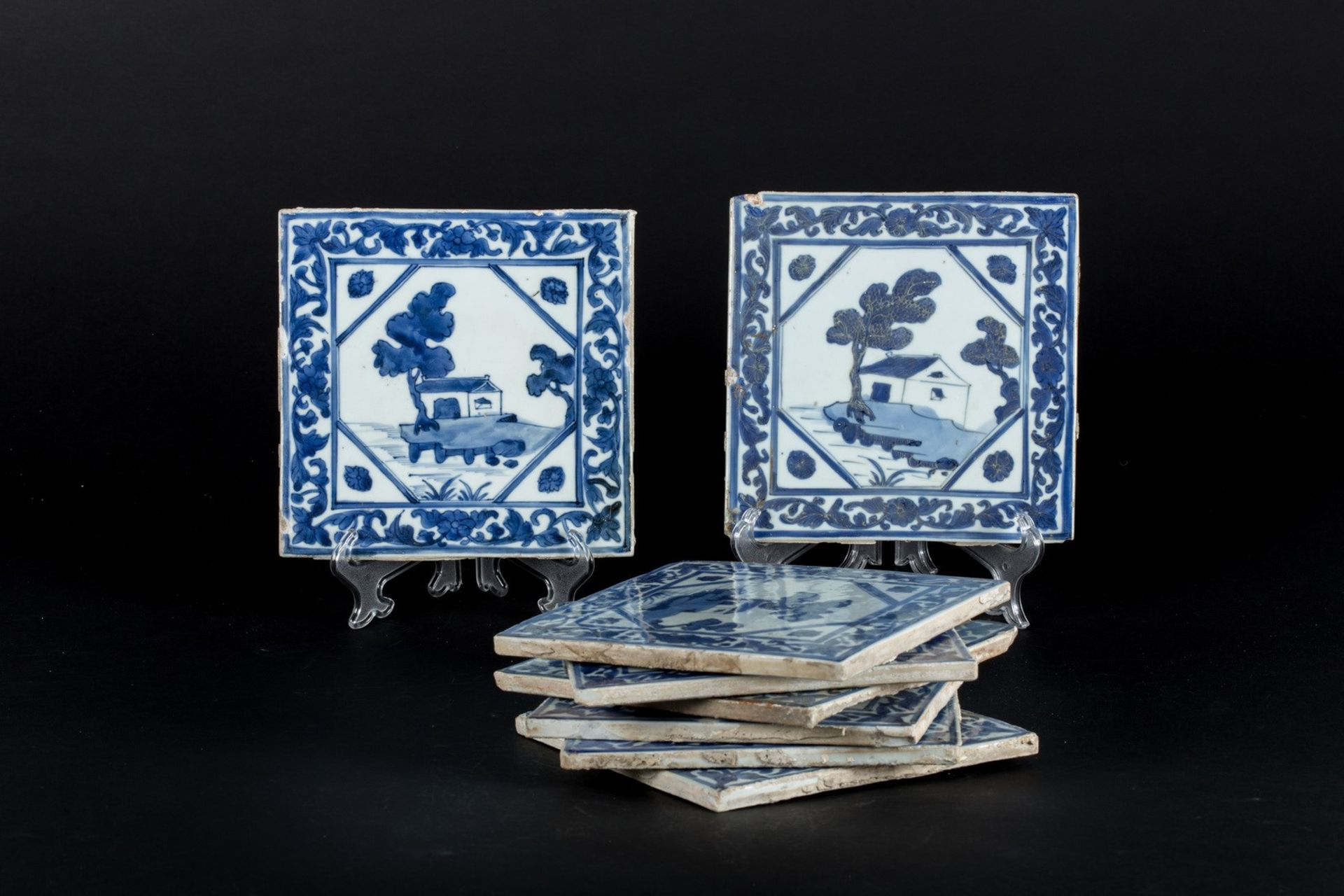 Arte Islamica Eight blue and white Chinese tiles.