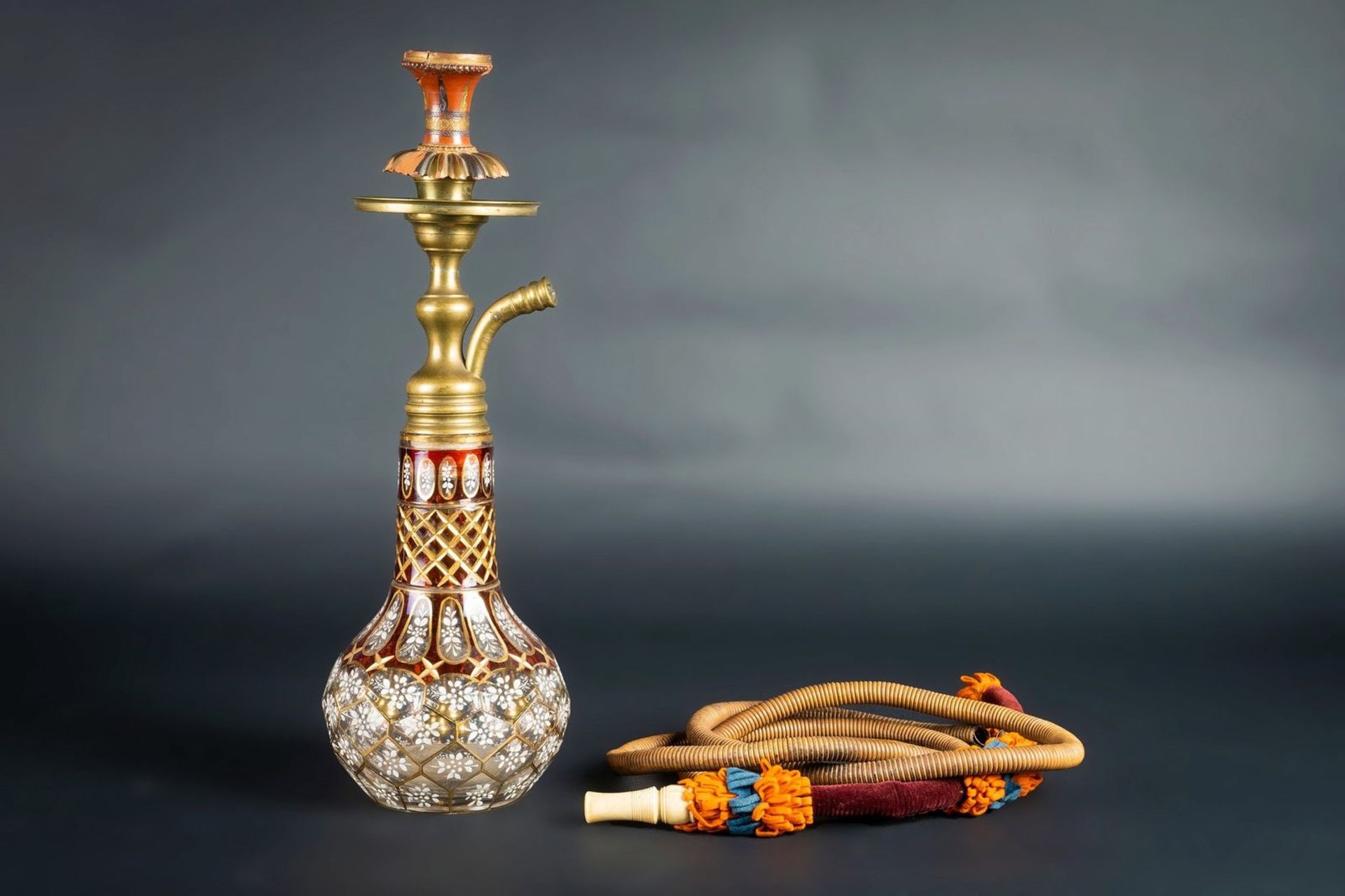 Arte Islamica A Bohemian glass water pipe .