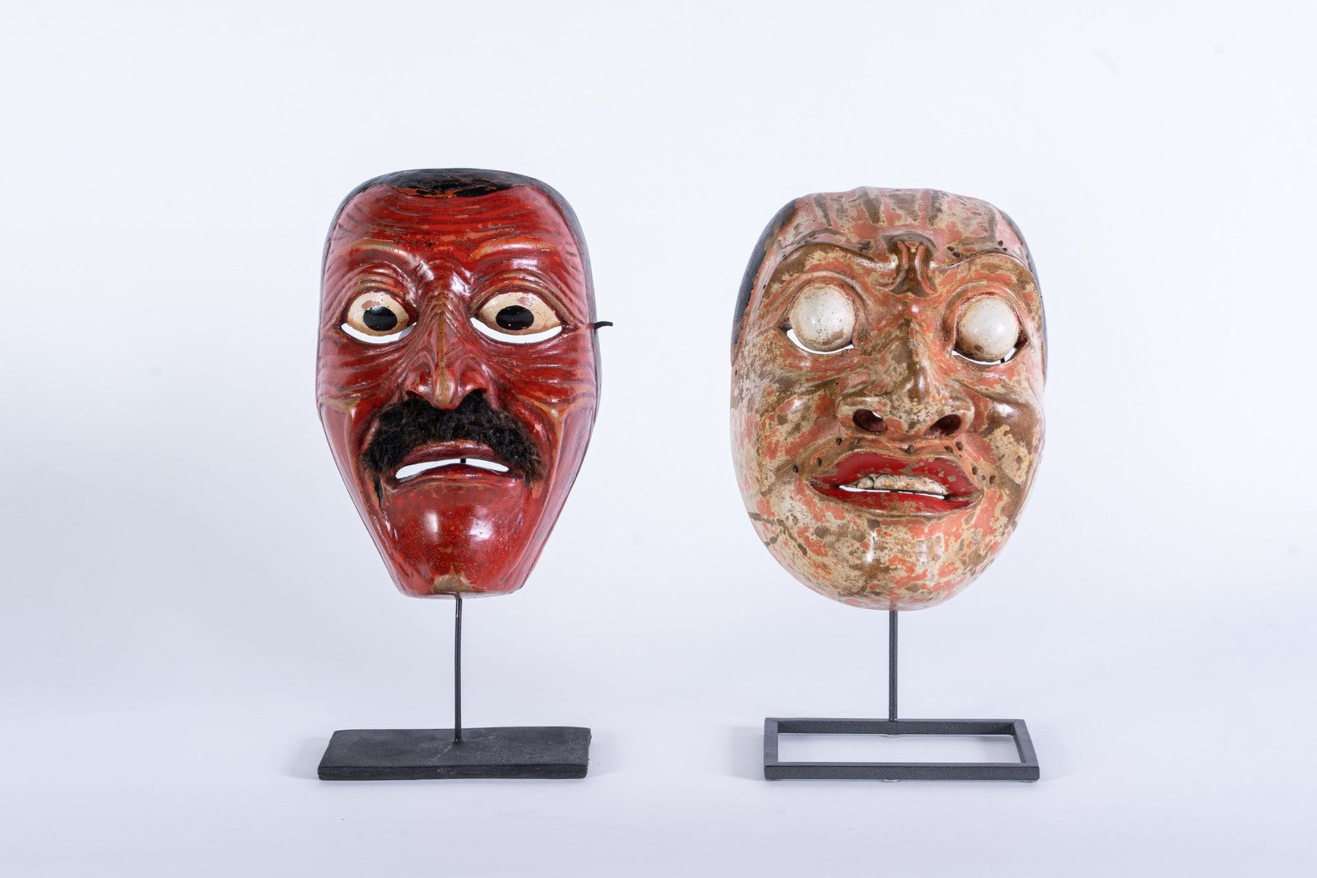 Arte Sud-Est Asiatico Two wooden painted masks Bali, 19th-20th century .