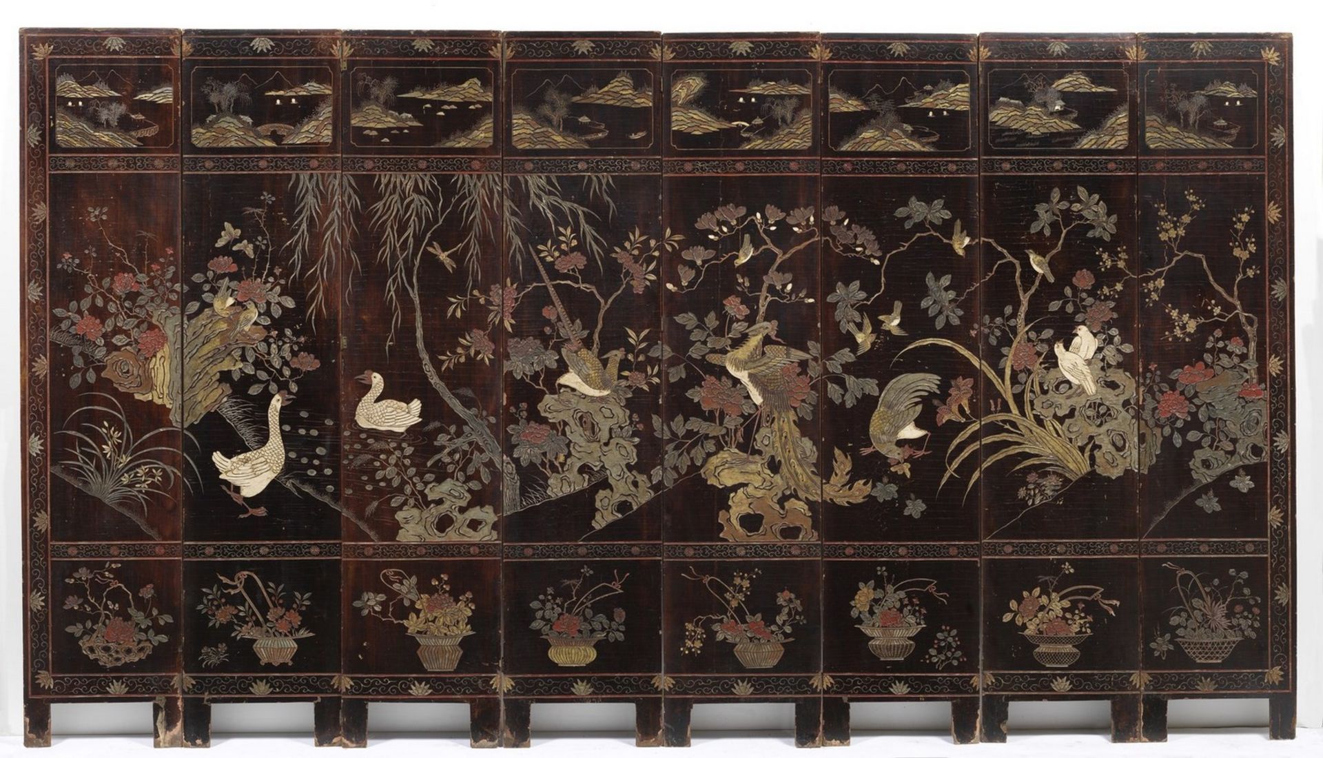 Arte Cinese A fine eight-panel double-sided "Coromandel" screen China, Qing dynasty, Kangxi period, - Bild 8 aus 10