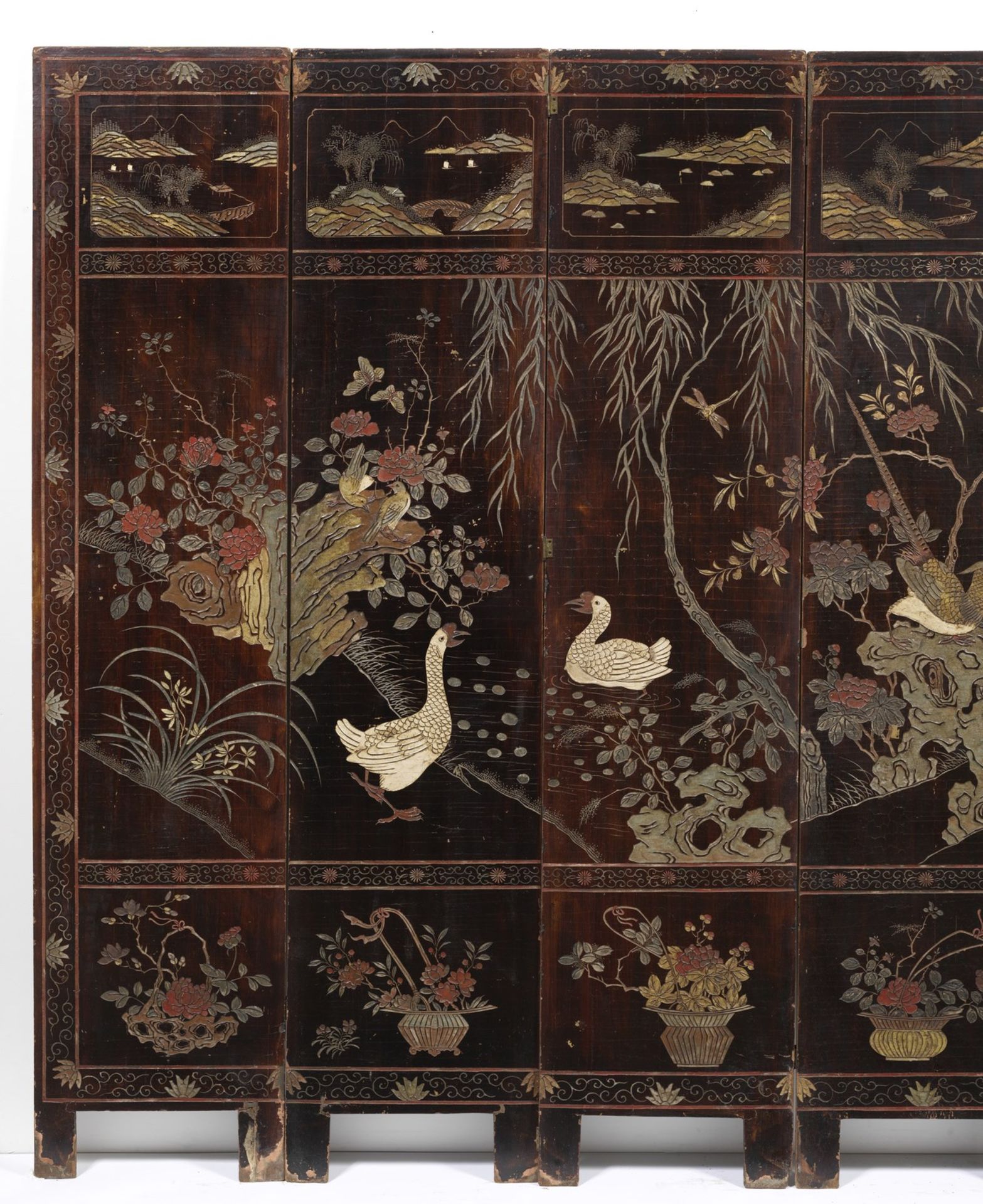 Arte Cinese A fine eight-panel double-sided "Coromandel" screen China, Qing dynasty, Kangxi period, - Bild 9 aus 10