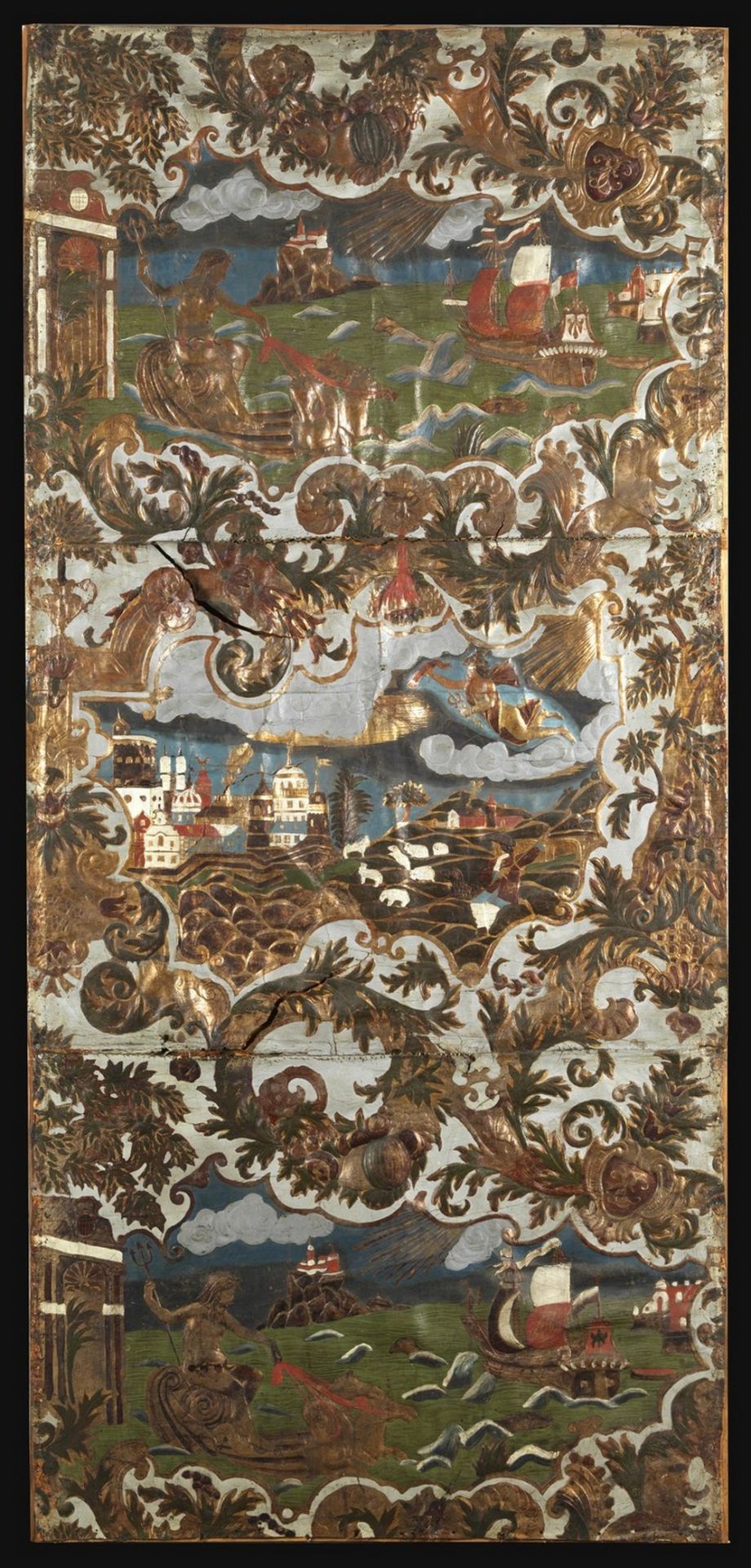 . Six panels in cuir de CordoueVenice (?), 18th century . - Bild 8 aus 13