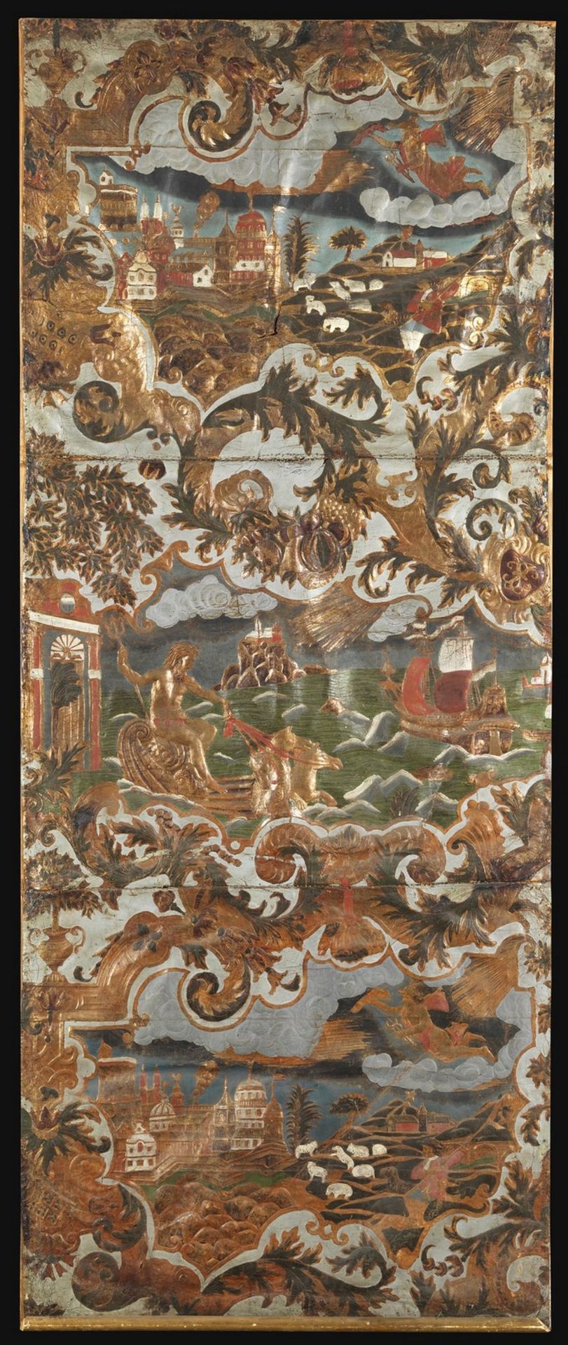 . Six panels in cuir de CordoueVenice (?), 18th century . - Bild 4 aus 13