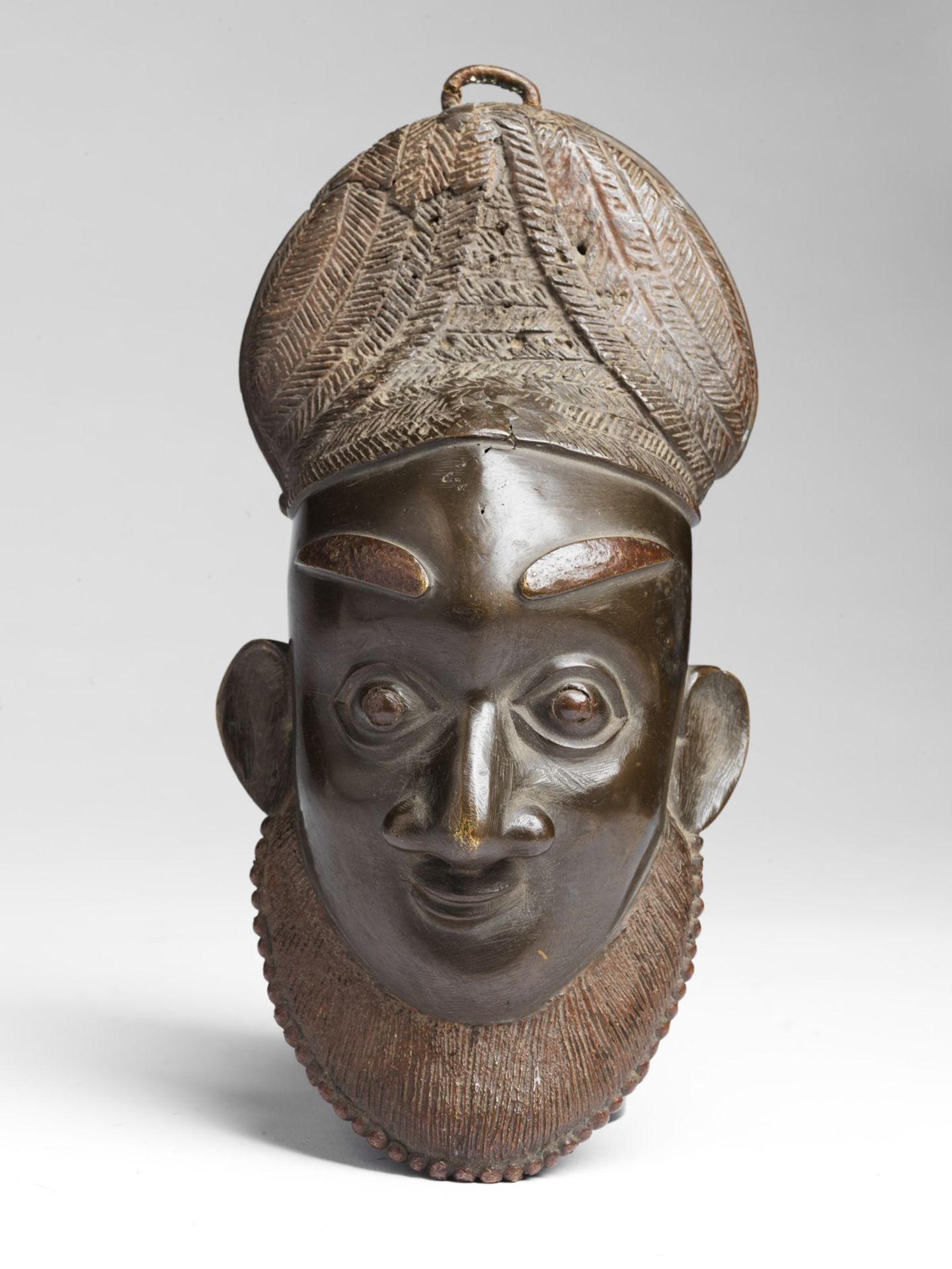 Arte africana Bronze mask, Bamum (?)Cameroon.