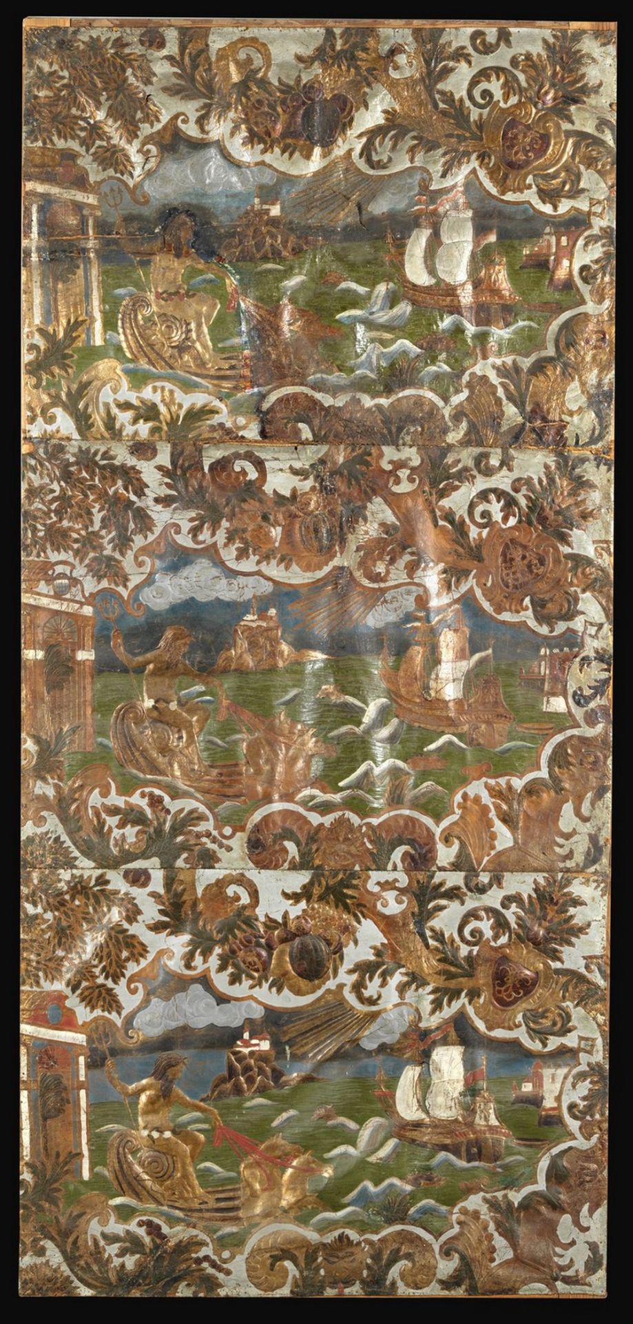 . Six panels in cuir de CordoueVenice (?), 18th century . - Bild 10 aus 13