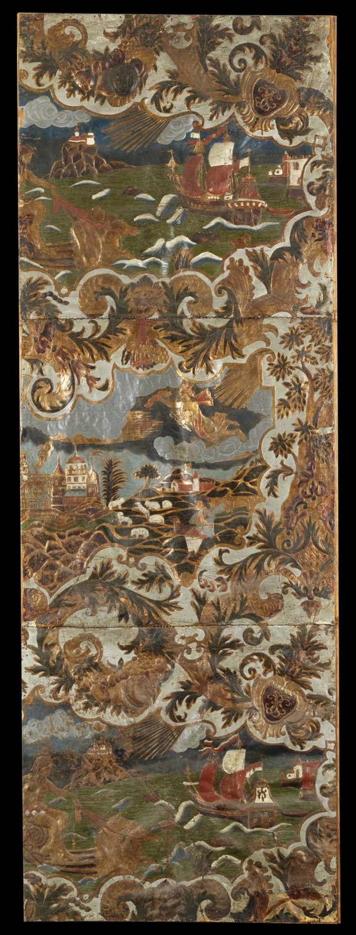 . Six panels in cuir de CordoueVenice (?), 18th century . - Bild 12 aus 13