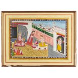 Arte Indiana A large miniature painting depicting a blessing sadu Northern India, Pahari, early 20t