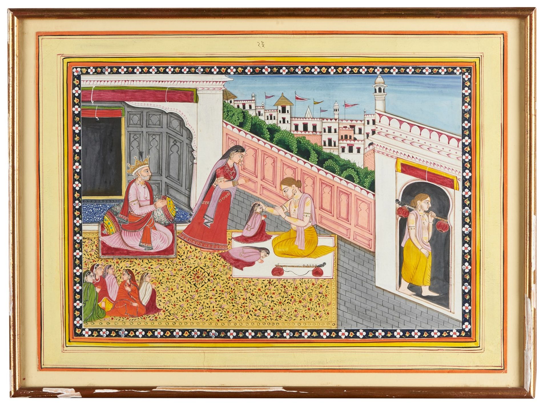 Arte Indiana A large miniature painting depicting a blessing sadu Northern India, Pahari, early 20t