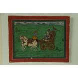 Arte Indiana A painting depicting Arjun on a chariotIndia, Mewar, 19th centuryNatural colours and g