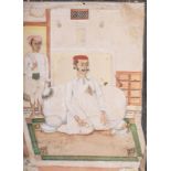 Arte Indiana A large company school style portrait of a nobleman during the prayer Northern India,