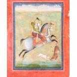 Arte Indiana A large illustration of a Maharaja hunting Northern India, Marwar, possibly Jodhpur, 1