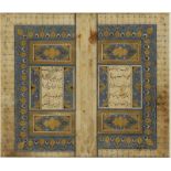 Arte Islamica A Timurid finely illuminated bifolio frontespiece by a Jami Ganjur Persia, possibly S