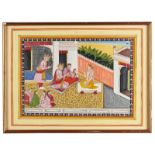 Arte Indiana A miniature painting depicting a sadu in a royall pavillion Northern India, Pahari, ea