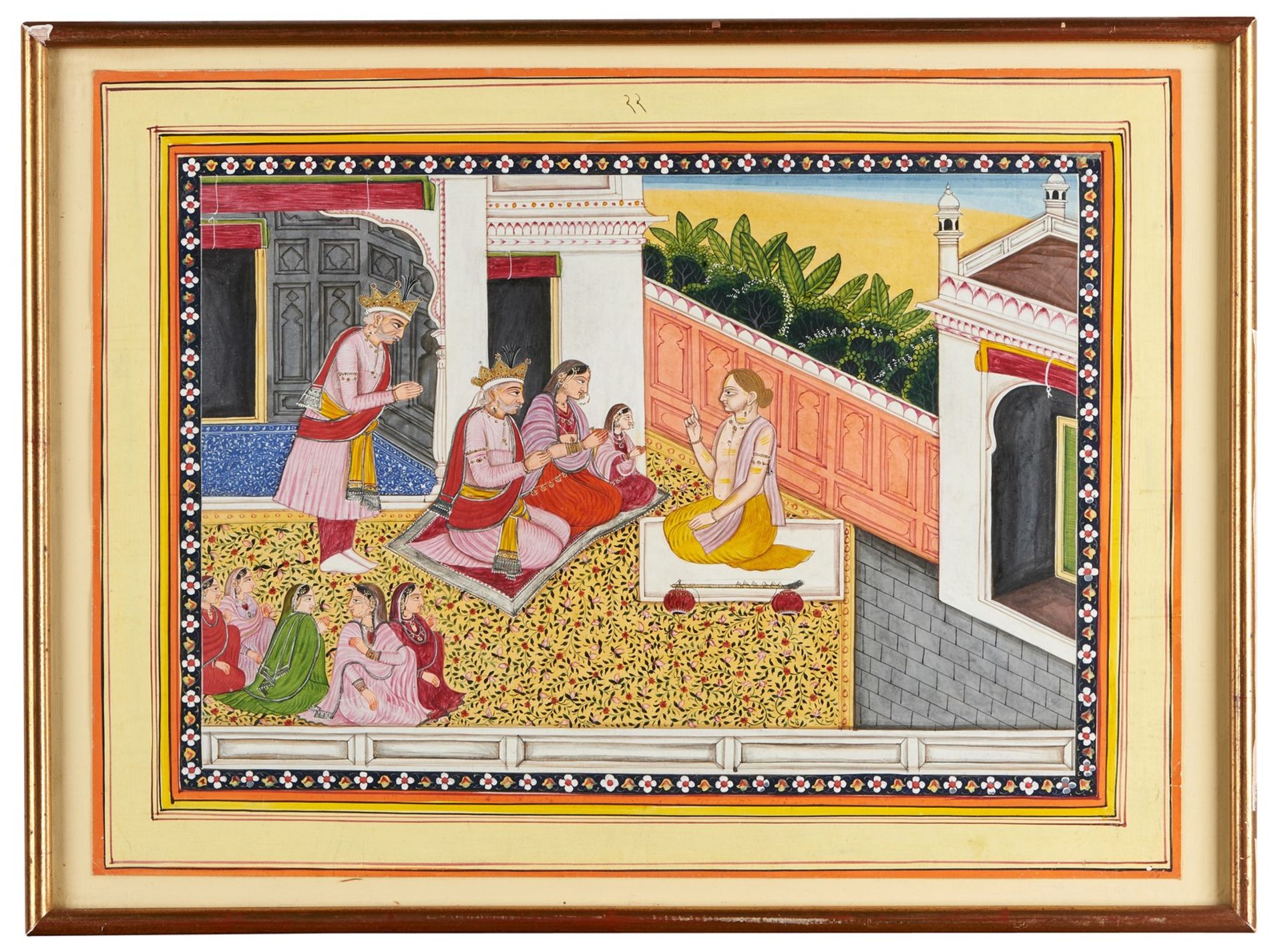 Arte Indiana A miniature painting depicting a sadu in a royall pavillion Northern India, Pahari, ea