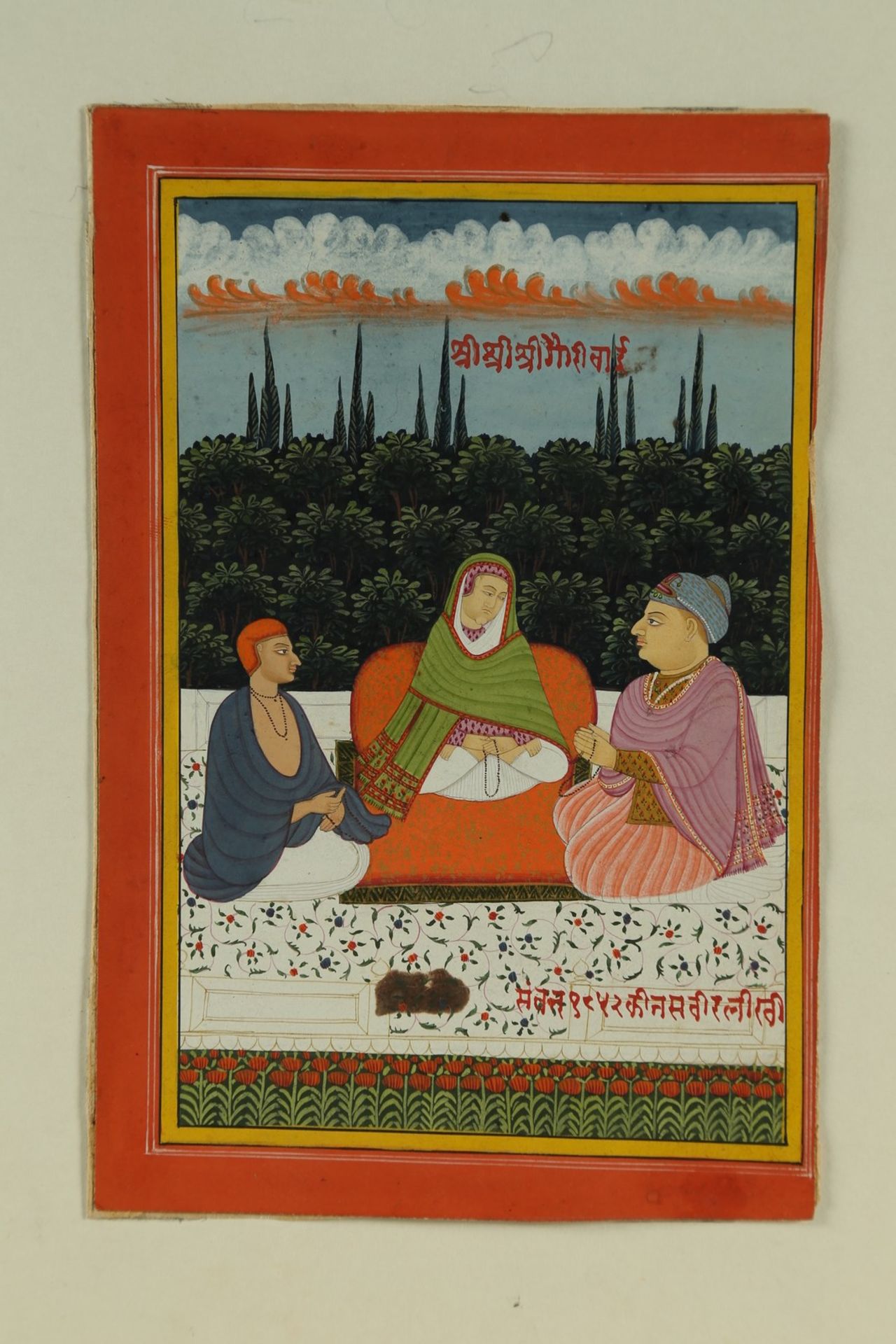 Arte Indiana A miniature depicting Gora Devi and two attendantsIndia, Kotah or Jaipur, dated 1852 (