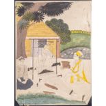 Arte Indiana A copy of a famous painting "Kabir tending his loom" Northern India, 20th century Wate