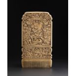 Arte Indiana A double sided finely carved ivory hair comb depicting Lord Krishna and Radha Southern