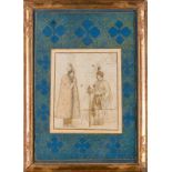 Arte Indiana A miniature depicting two noblemenIndia, 19th century Ink, colors and gold on paper in