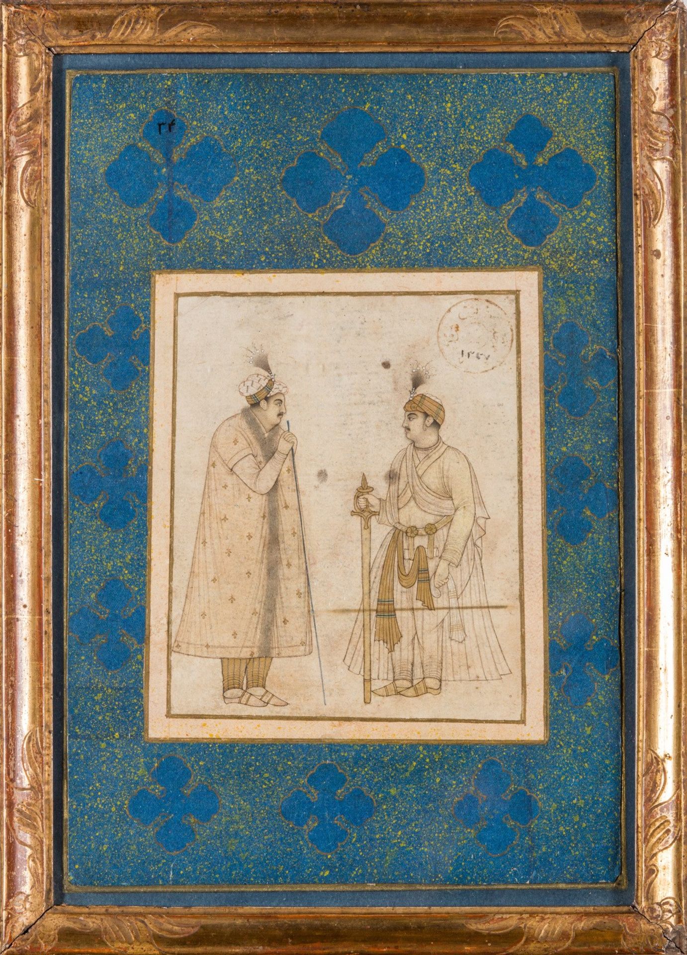 Arte Indiana A miniature depicting two noblemenIndia, 19th century Ink, colors and gold on paper in