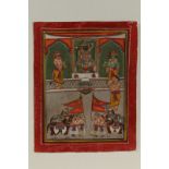 Arte Indiana A painting depicting Krishna Srinathji with Garuda and HumayunIndia, Rajasthan, Nathdw
