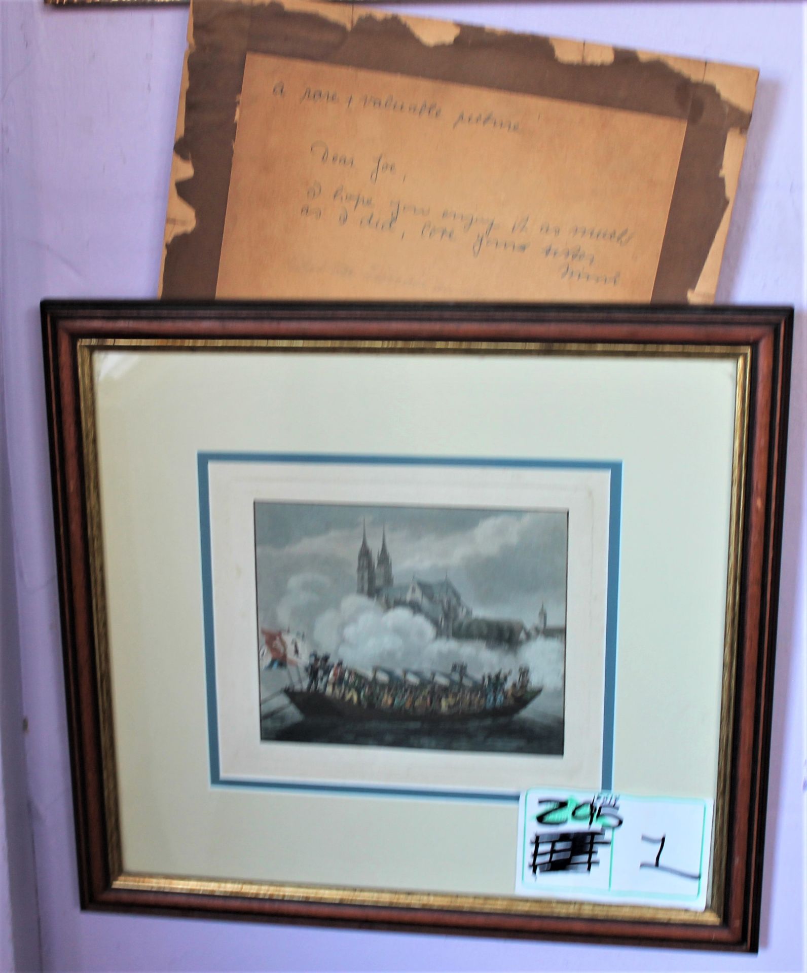 "CELEBRATING FRENCH VICTORY" PRINT W LETTER OF DEDICATION