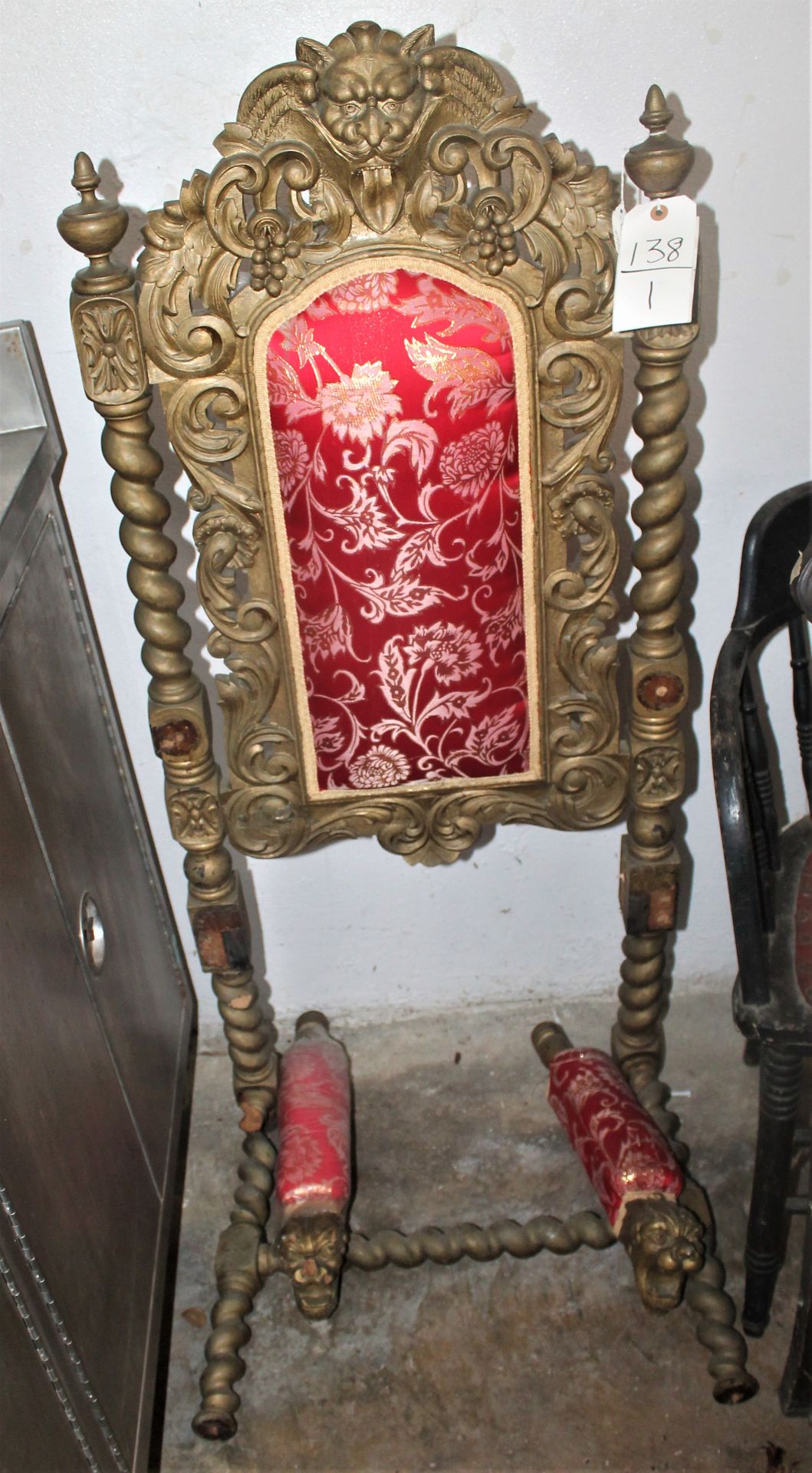 FLEMISH CHAIR PARTS W LION MOTIF