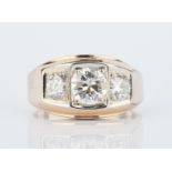 Men's 14K and 3 Stone Diamond Ring, 2.25 Carats