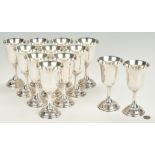 12 Wallace Rose Point Sterling Silver Water Goblets