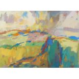 George Cress Oil on Paper, Expressionist Landscape