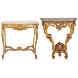 2 Continental Carved Giltwood Tables