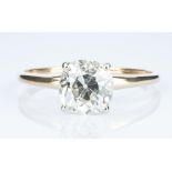 2.13 CTW Mine Cut Diamond Ring, GIA (VS1, K)