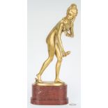 Gilt Bronze Sculpture, Nude w/ Slipper