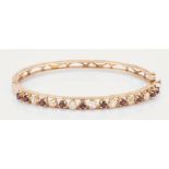 14K Diamond and Garnet Bangle Bracelet