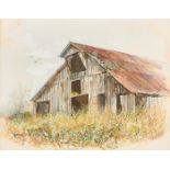 Marion Cook Barn, Oil on Paper Landscape
