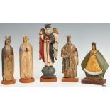 5 Carved Wood Santos figures