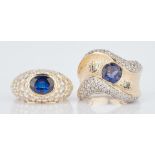 2 Ladies Gold & Sapphire Rings