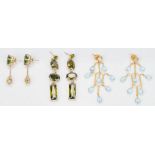 3 Pairs of Ladies Gemstone Earrings