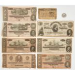 8 Pcs. Obsolete Currency, incl. Colonial, CSA