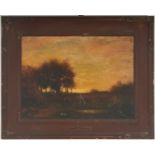 George T. Conroy Oil on Canvas Landscape, Sunset