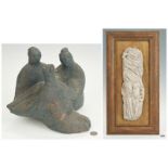 Olen Bryant Framed Figure and Blue Figural Group