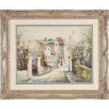 Lucien Delarue Watercolor Parisian Street Scene