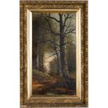 William M. Snyder O/C Forest Scene with Fence, Vertical