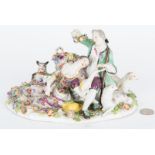 Meissen Courting Couple w/ Sheep Figural