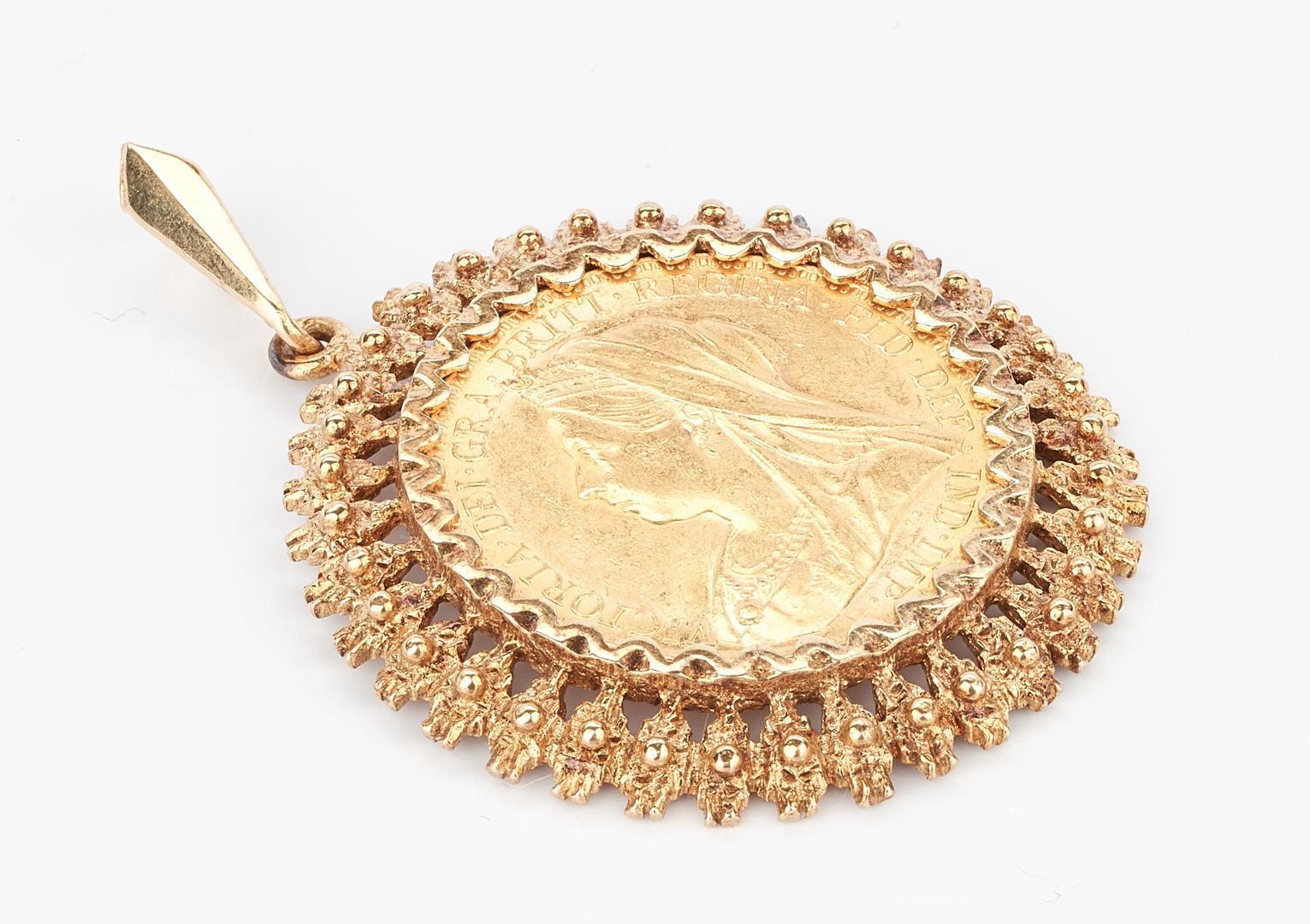 2 Yellow Gold Pendants w/ British Sovereigns - Image 6 of 7