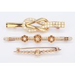 3 Ladies Gold and Diamond Brooches