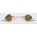 Ancient Israel Coin Earrings, Bezel mounted 18K